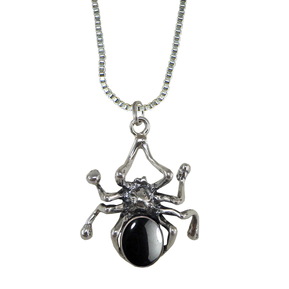 Sterling Silver Spider Pendant With Hematite